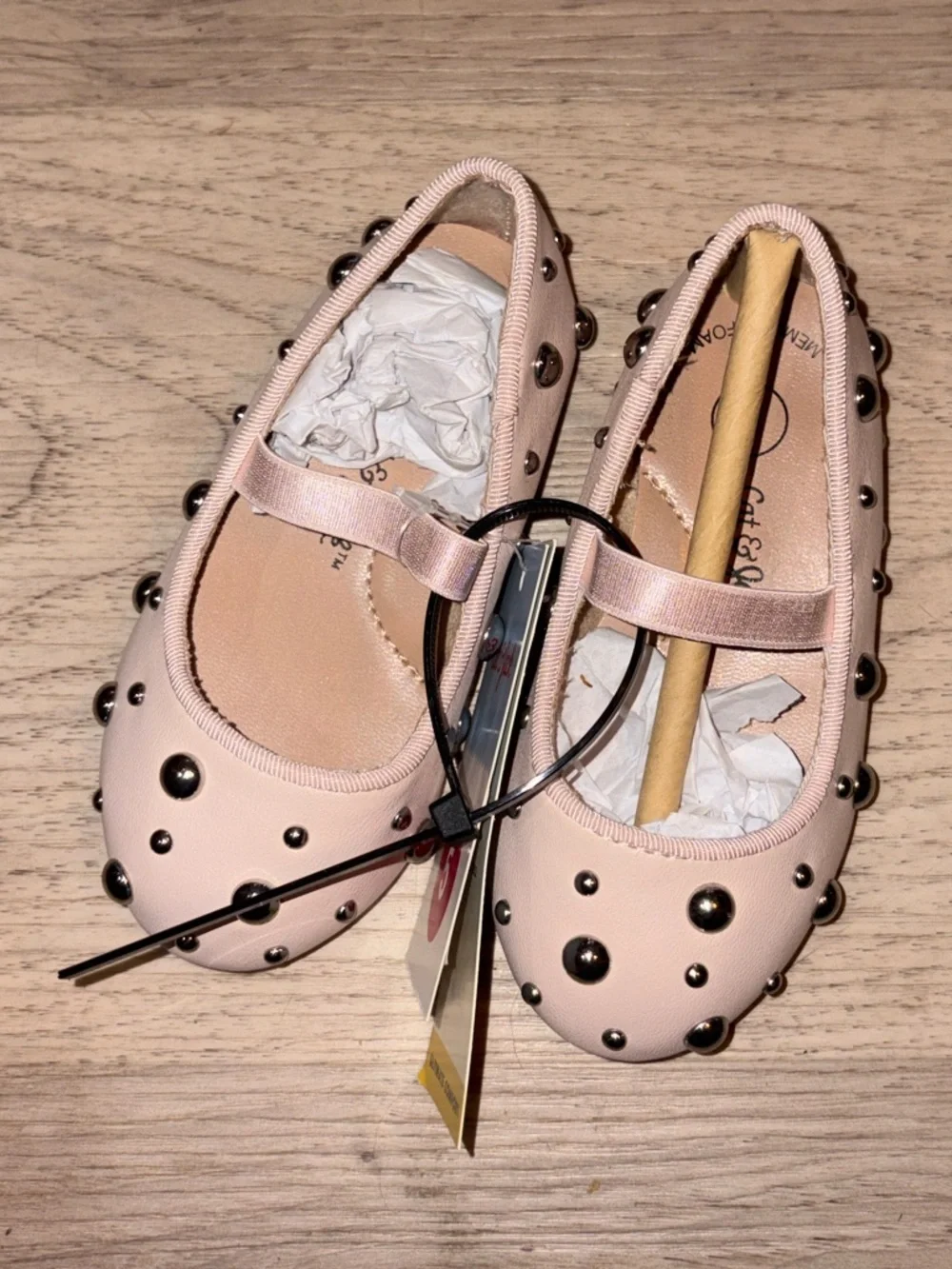 Cat & Jack Pink Studded Mary Jane Flats for Kids size 5 new
